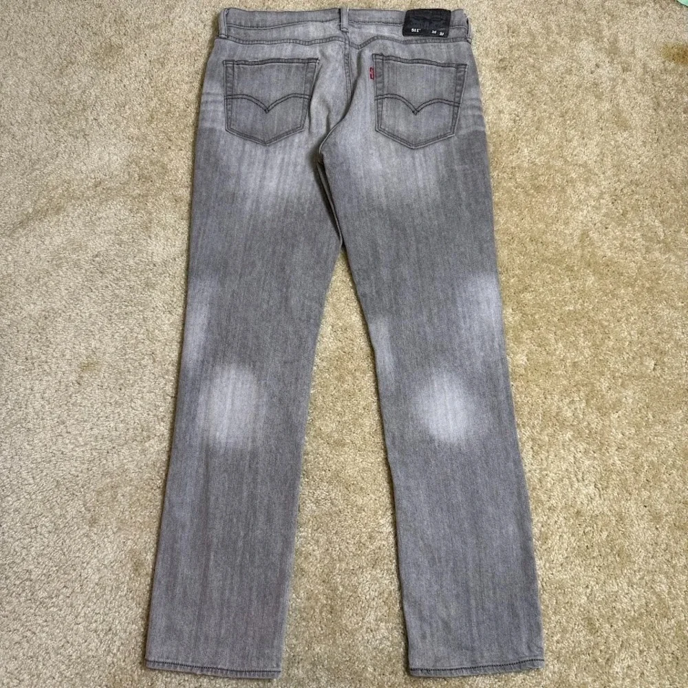 Levi's 511 Mens Jeans 34x32 Slim Fit Gray Stone Wash Stretch Denim Pants Y2K Tag